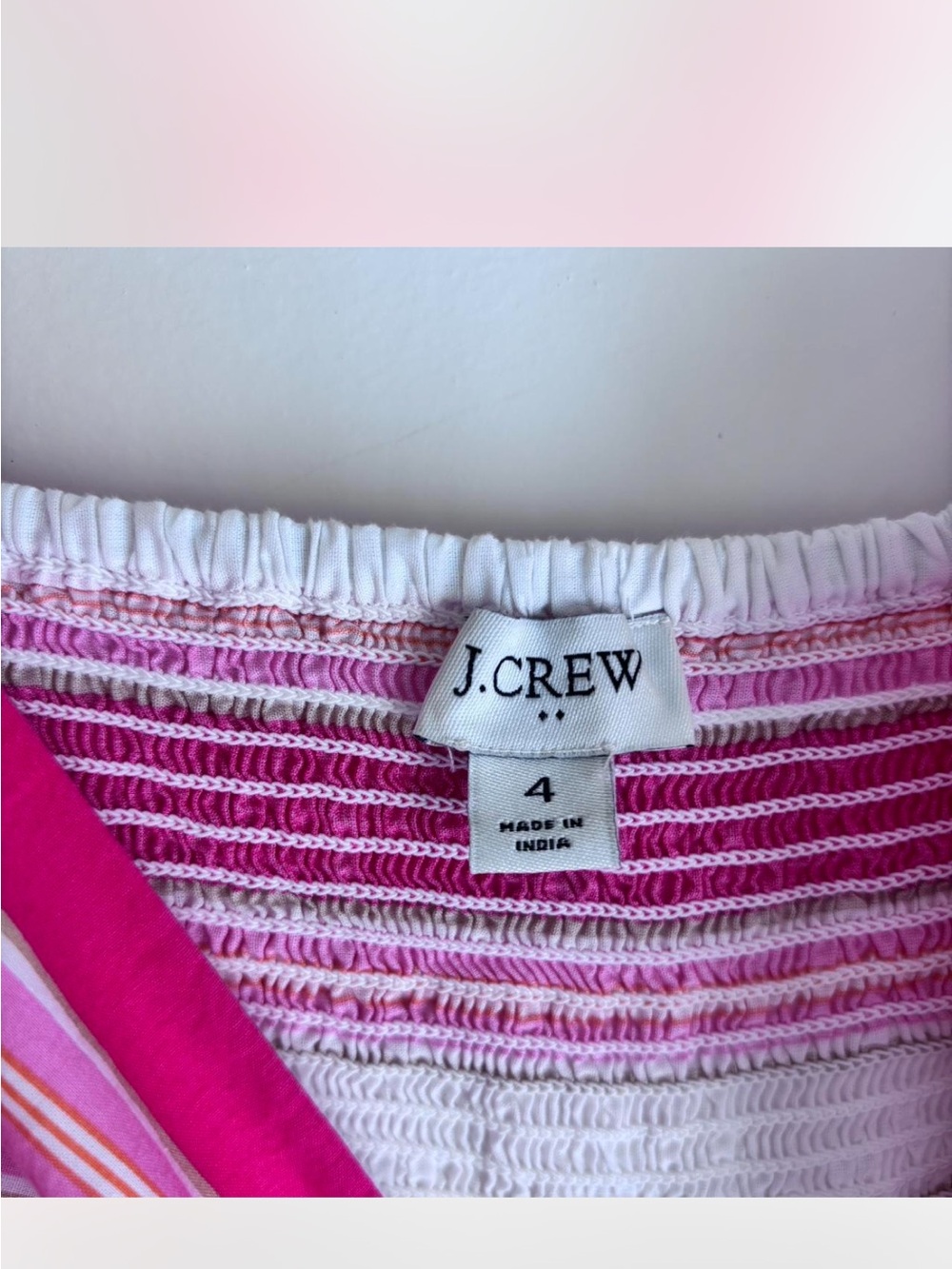 J. Crew sz 4 Pink & White Striped Sundress ruffle straps flounce hem sundress - Picture 9 of 15